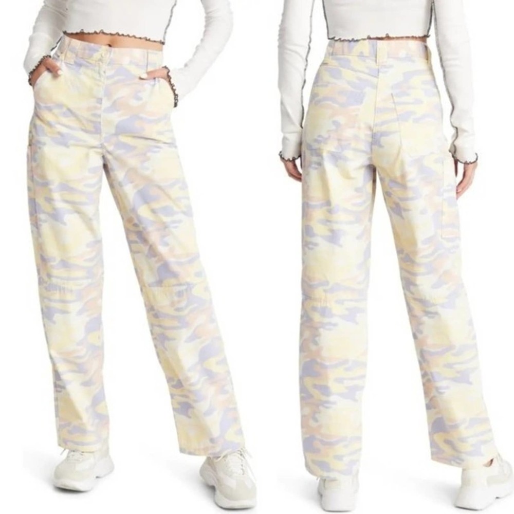 Topshop Pastel Camo Wide Leg Pants